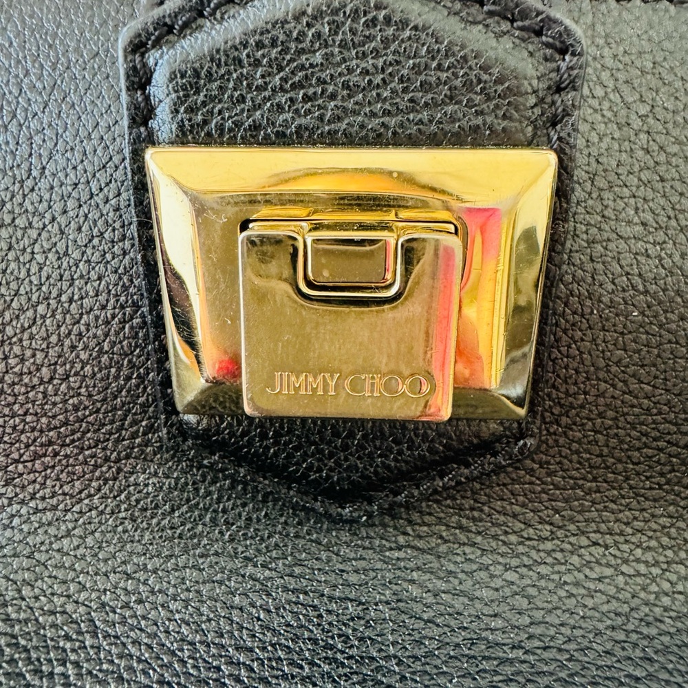 Jimmy Choo Black and Gold Leather Clutch